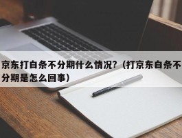 京东打白条不分期什么情况?（打京东白条不分期是怎么回事）