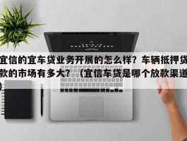 宜信的宜车贷业务开展的怎么样？车辆抵押贷款的市场有多大？（宜信车贷是哪个放款渠道）
