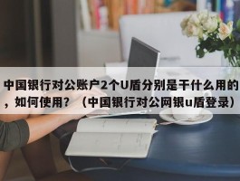 中国银行对公账户2个U盾分别是干什么用的，如何使用？（中国银行对公网银u盾登录）