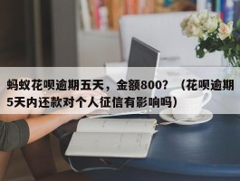 蚂蚁花呗逾期五天，金额800？（花呗逾期5天内还款对个人征信有影响吗）