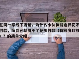 在同一家线下店铺，为什么小伙伴能选择花呗付款，而自己却用不了花呗付款（有额度且够）？的简单介绍